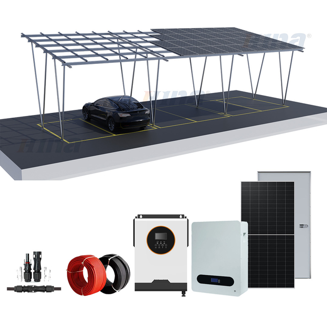 Kits de montagem no solo do painel solar com bateria do módulo PV para estrutura solar de estacionamento de carro